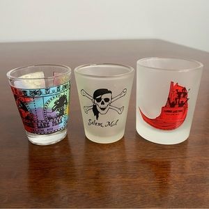 Lot Of 3 Vintage Salem, NH Frosted ￼Shot Glass Souvenir - Great Condition